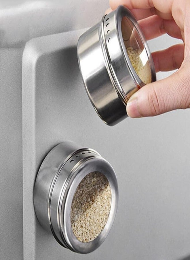 Hoement 4-Piece Magnetic Seasoning Jar Set Compact Kitchen Spice Containers Salt and Pepper Shakers with Transparent Lids 2.48X2.48X1.65 Inch for Easy Viewing and Neat Storage - Image 4