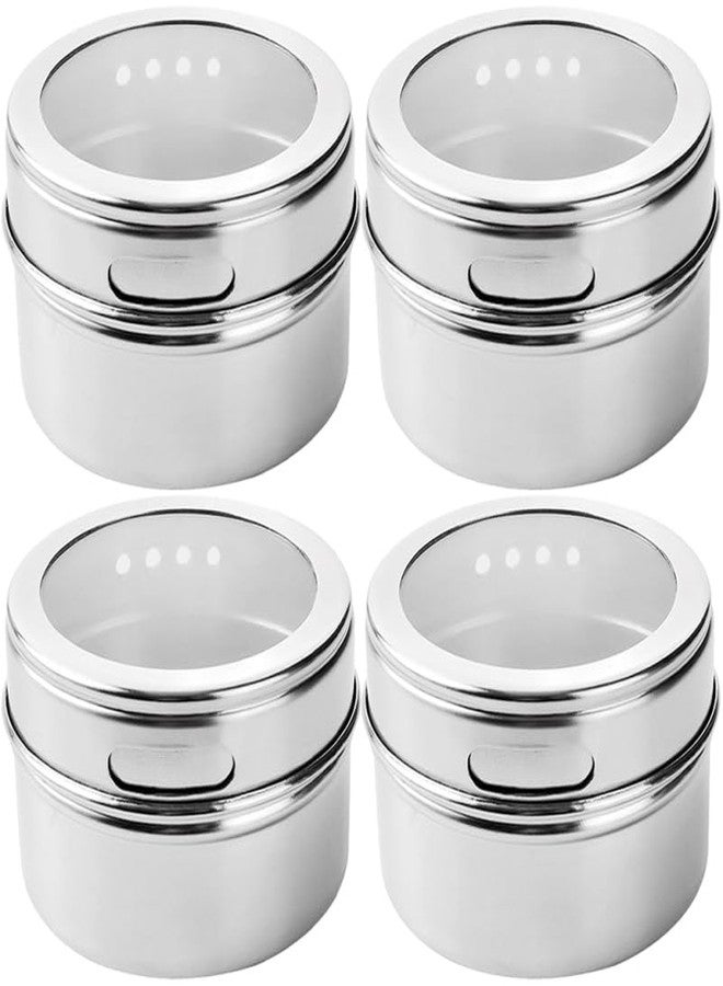 Hoement 4-Piece Magnetic Seasoning Jar Set Compact Kitchen Spice Containers Salt and Pepper Shakers with Transparent Lids 2.48X2.48X1.65 Inch for Easy Viewing and Neat Storage - Image 1