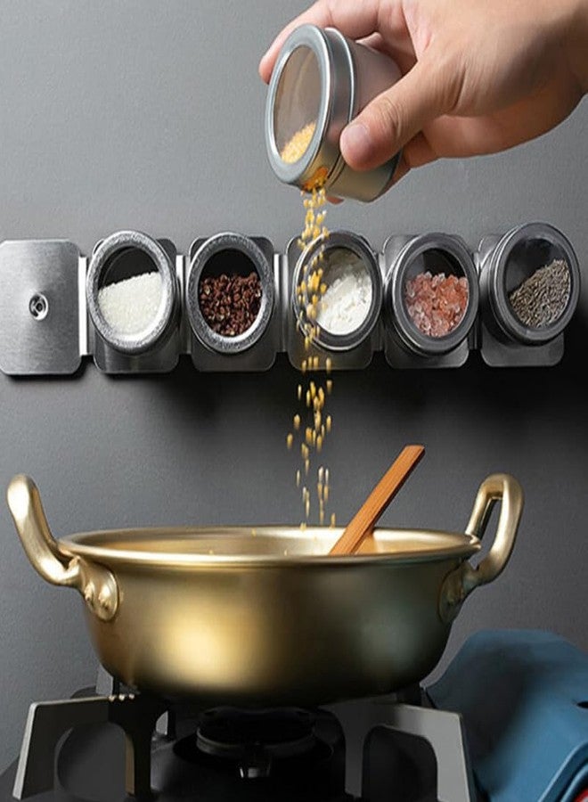 Hoement 4-Piece Magnetic Seasoning Jar Set Compact Kitchen Spice Containers Salt and Pepper Shakers with Transparent Lids 2.48X2.48X1.65 Inch for Easy Viewing and Neat Storage - Image 5