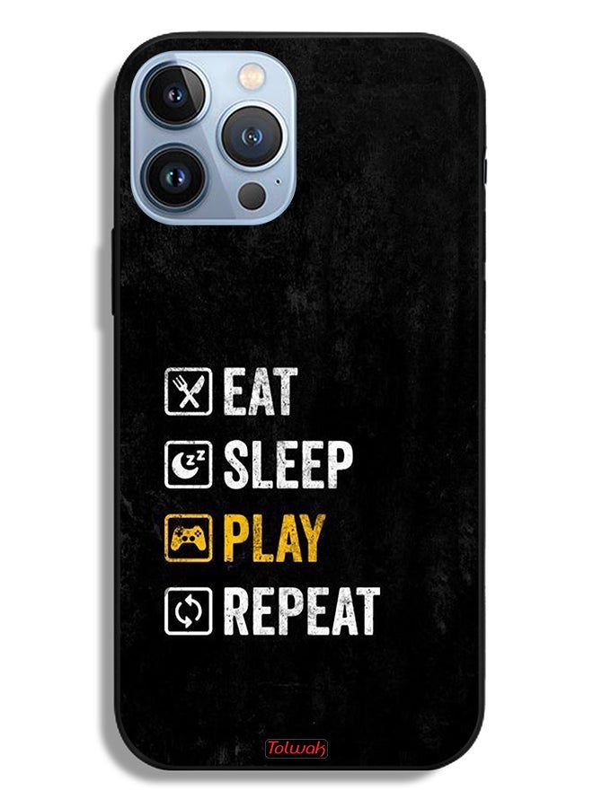 Tolwak Apple iPhone 13 Pro Max Protective Case Eat Sleep Play Repeat - Image 2