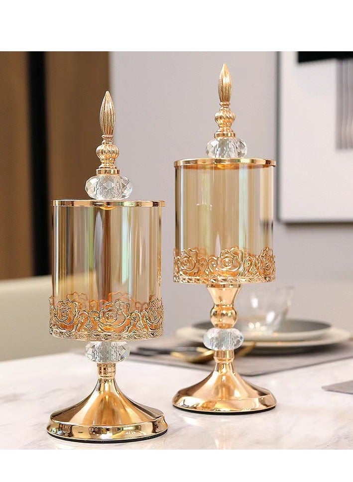 Crystal glass storage jars with lids - candy jars, biscuit jars, storage and decorative pieces, luxurious, detachable, as fragrance candles display stand  - Image 1