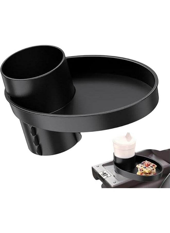 MOXO Car Seat Snack Tray Portable Travel Tray with Cup Holder Car Seat And Car Cup Holder Tray Lightweight Kids Travel Tray Multifunctional Car Stroller Accessory Water Cup Holder (Black)  - Image 1