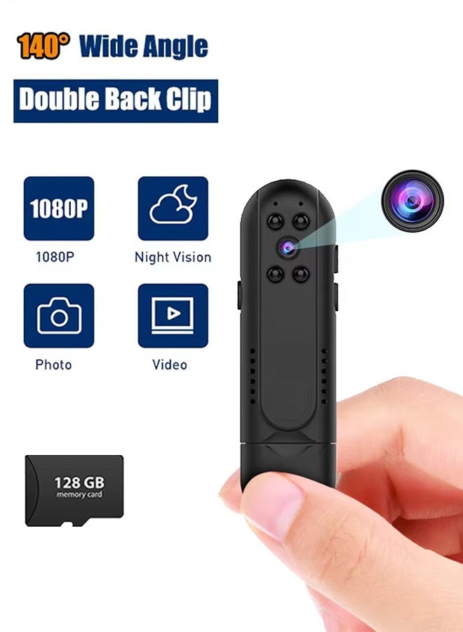 Generic Mini Body Camera, with 128G Card, HD 1080P Wearable Recorder Video Mini Camera, Video Recorder with Night Vision, Viewing Angle 140°,Loop Recording for Motion Detection, Portable Pocket Cam for Outdoor Sport, Home Security  - Image 1