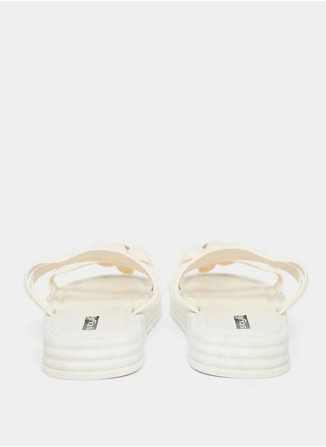 ستايلي Flower Decor Cross Strap Slides