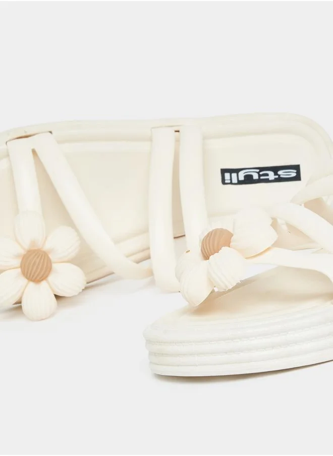 ستايلي Flower Decor Cross Strap Slides