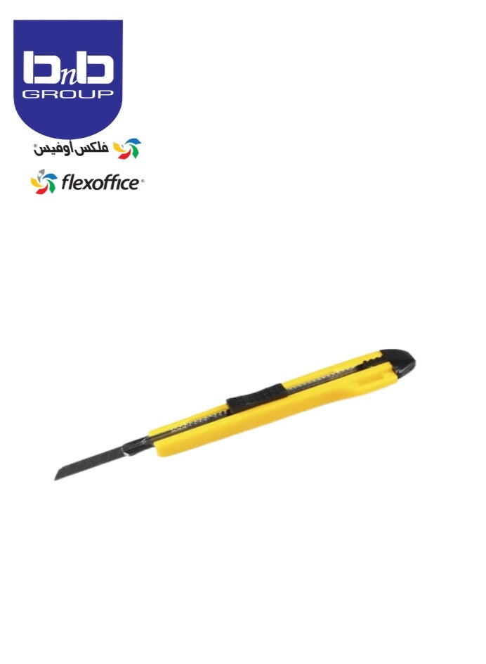 FLEXOFFICE Utility Knife Retractable Box Cutter 09mm Stainless Steel Blade Cutter Knife for Carton Cardboard Arts Crafts-yellow. - Image 3