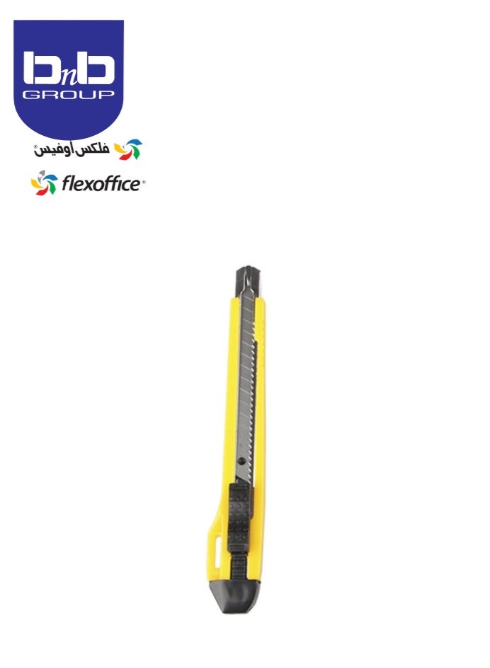 FLEXOFFICE Utility Knife Retractable Box Cutter 09mm Stainless Steel Blade Cutter Knife for Carton Cardboard Arts Crafts-yellow. - Image 2
