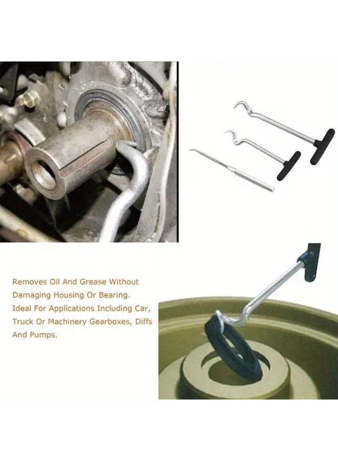 3Pcs Universal Car Oil Seal and O Ring Removal Puller Tool Set Heavy Duty Auto Repair - Image 2
