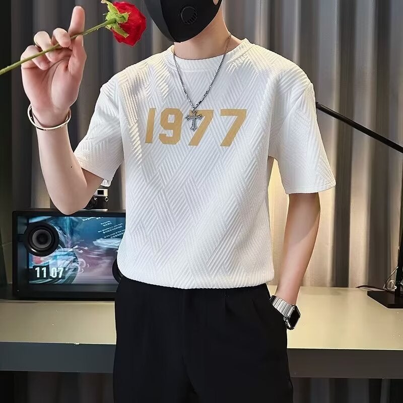 New Letter Printing Fashion Short-Sleeved T-Shirt American Style Trendy Brand Plus Size Men'S T-Shirt - Image 2