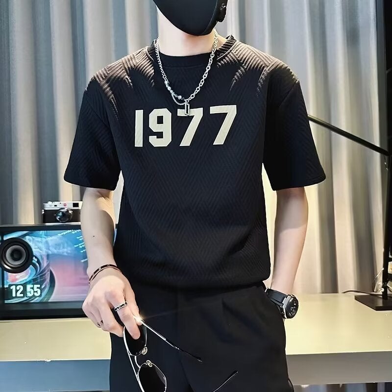 New Letter Printing Fashion Short-Sleeved T-Shirt American Style Trendy Brand Plus Size Men'S T-Shirt - Image 1