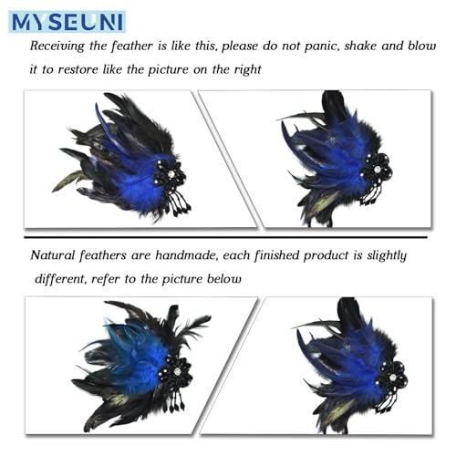 MYSEUNI 2025 New Blue and Black Masquerade Mask for Women with Stick - Shiny Women's Feather Mardi Gras Venetian Mask for Halloween Parties, Carnival, Prom, Christmas, Wedding, Bar, Costume Accessory - Image 4
