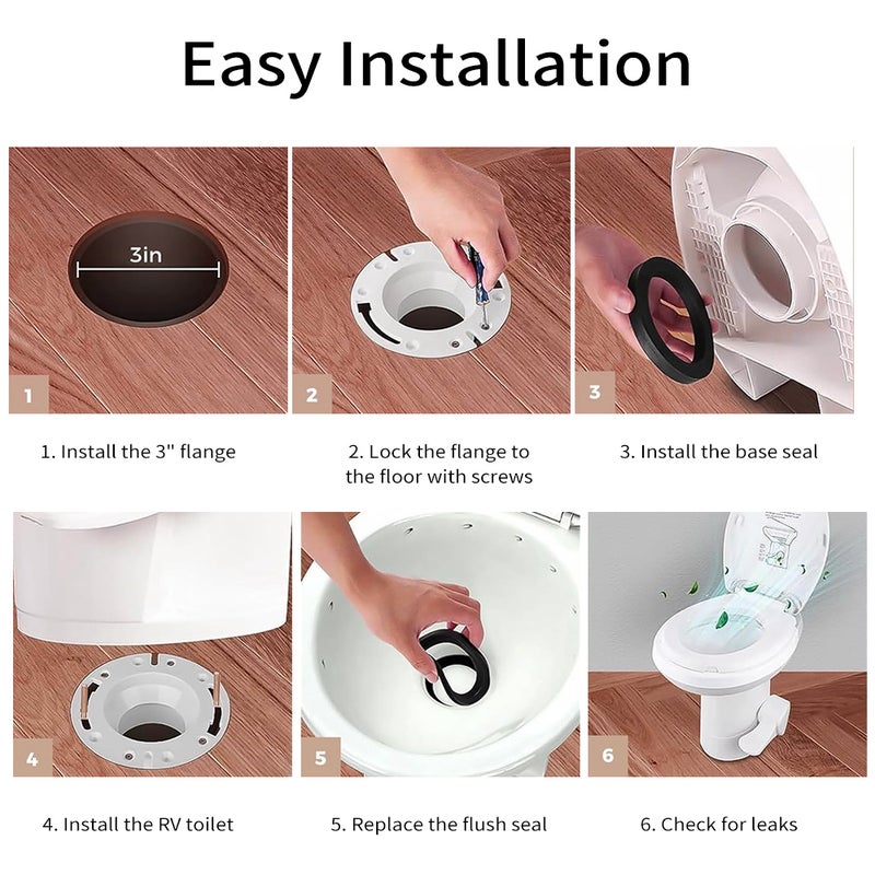 RV Toilet Seal Kit 3" White Premium Abrasion-Resistant Material - Leak-Proof Perfect Fit RV Toilet Replacement Parts for RV Bathroom Dometic And Thetford Toilet Repair - Image 2
