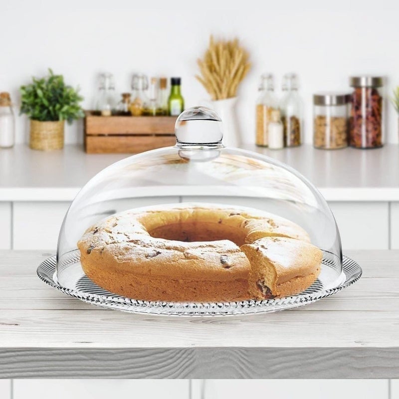 Glass Cake Stand with Lid Large Size :(34cm) - Image 1