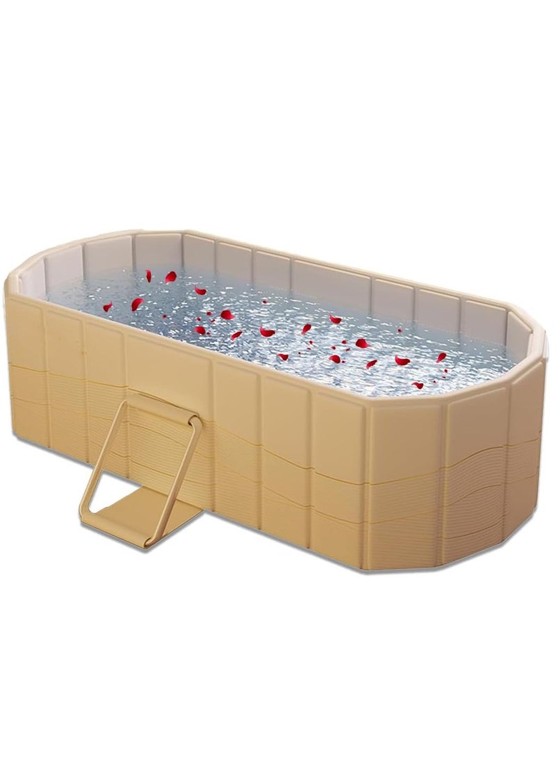 XiuWoo Large Waterproof Portable Non-Inflatable Folding Soaking Spa Bathtub Barrel, Upgraded Household Shower Bathing Tubs, Bathroom Family Separate SPA with Support Rack Tub for Adults and Kid 120cm - Image 1