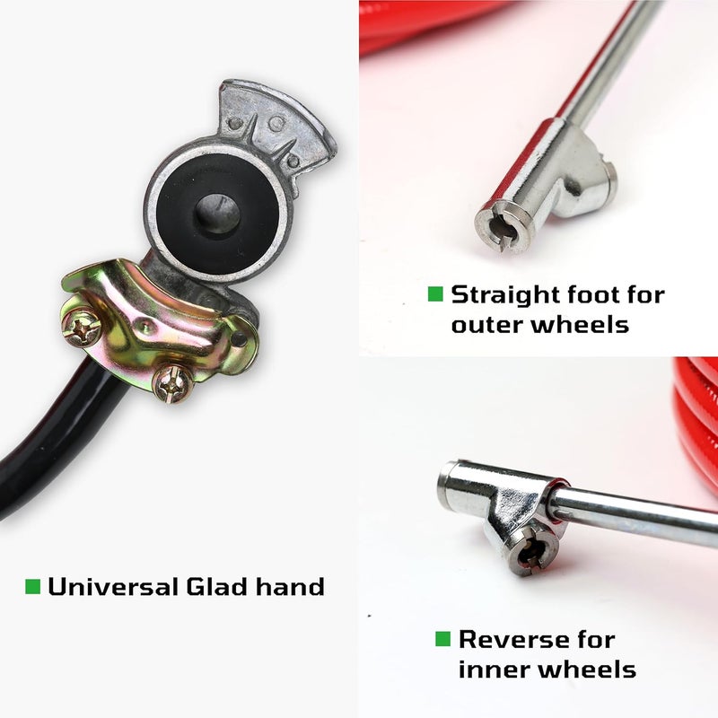 Dynamic Power DP Dynamic Power Truck Tire Inflator Kit, 3/8" X 50' Air Hose with Universal Gladhand & Chuck (RED) - Image 3