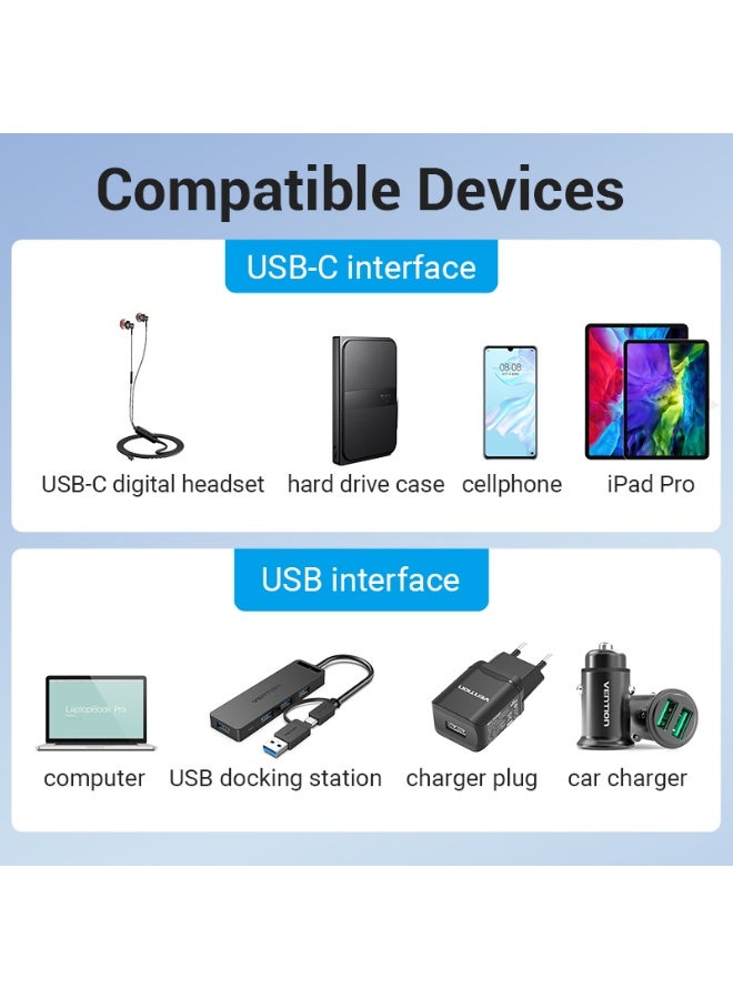 VENTION USB 3.0 Male to USB-C Female Adapter Gray Aluminum Alloy Type Model # CDPH0 - Image 3