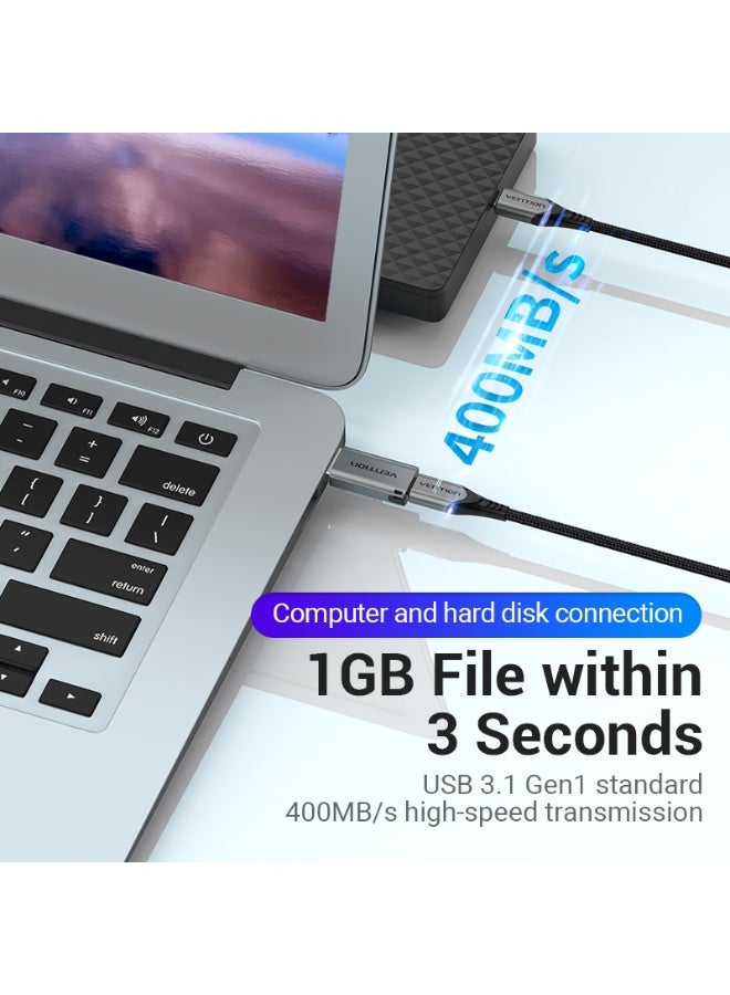 VENTION USB 3.0 Male to USB-C Female Adapter Gray Aluminum Alloy Type Model # CDPH0 - Image 5