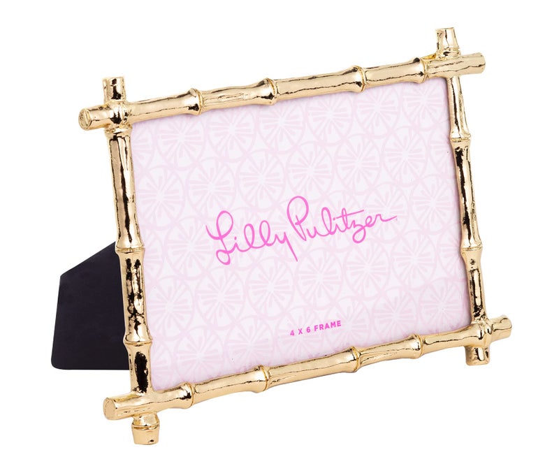 Lilly Pulitzer 4x6 Picture Frame Decorative Photo Frame for Tabletop Metal Frame with Glass Front Bamboo