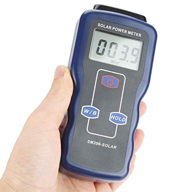 Walfront Solar Power Meter Digital Solar Power Meter Sunlight Meter Sun Light Radiation Measuring for Radiations Measuring Testing Instrument Solar Power Radiation Meter W/m²&Btu Two Units - Image 1