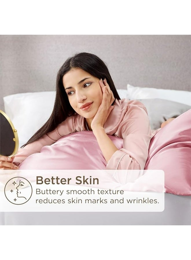 2-Pack Luxurious Mulberry Silk Pillowcases, 25 Momme Satin Weave, Hypoallergenic Solid Color Envelope Closure, Hand Wash Only, Designed for Hair and Skin,120-140gsm - Image 4