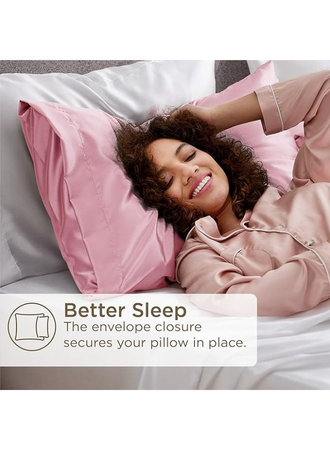 2-Pack Luxurious Mulberry Silk Pillowcases, 25 Momme Satin Weave, Hypoallergenic Solid Color Envelope Closure, Hand Wash Only, Designed for Hair and Skin,120-140gsm - Image 4