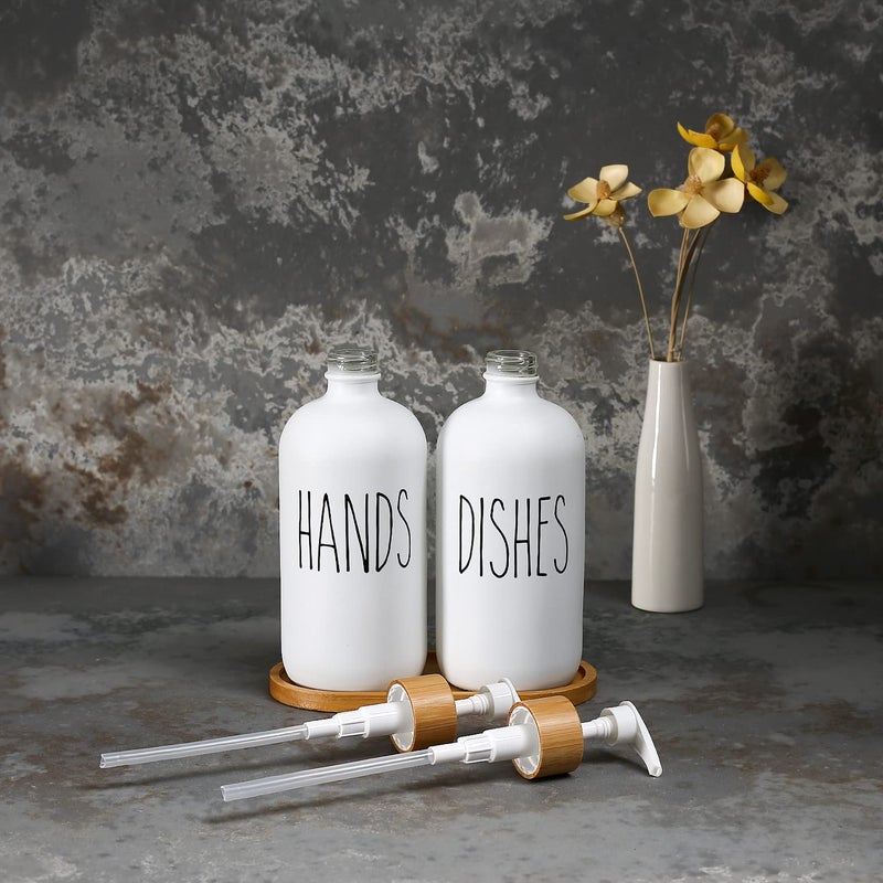 MOMEEMO White Soap Dispenser Set, Contains Hand and Dish Soap Dispenser, Suitable for Kitchen Decor. (White) - Image 4