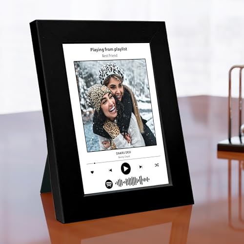 SNAP ART Personalized Gift Spotify Song Photo Collage for Mother's Day, Friends, Husband, Wife, Song Photo Frame, Customized, Birthday, Valentine Day, Anniversary Gift (Black) - Image 1
