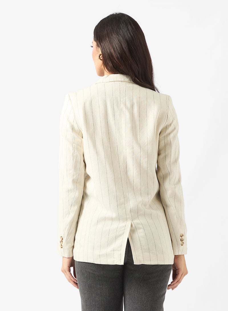 VERO MODA Long Sleeve Loose Linen Blazer - Image 2