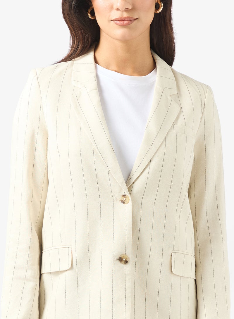 VERO MODA Long Sleeve Loose Linen Blazer - Image 3