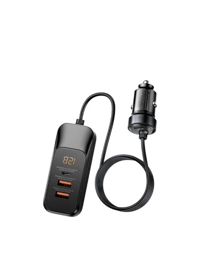Remax Mena 120W PD + QC Car Charger, Two USB-A and two USB-C ports, Car Charging experience with this high-Performance, Say Goodbye to Low Battery Anxiety with its Fast charging Speed (Black) 