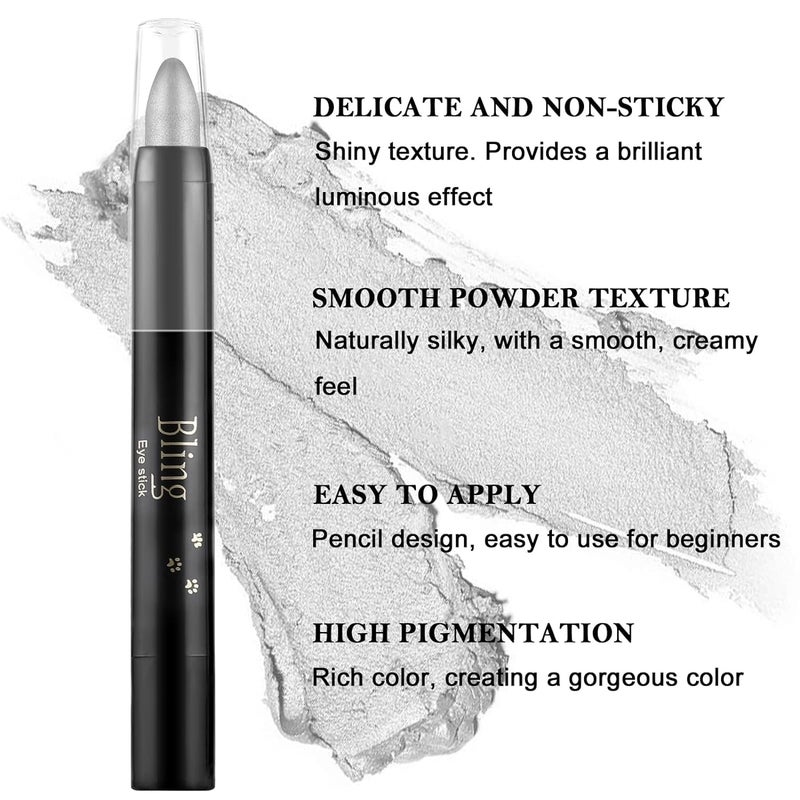 Boobeen Eyeshadow Stick Pencil Crayon Waterproof Cream Eyeshadow Glitter Eye Makeup, Easy to Use (02# + 08#) - Image 3