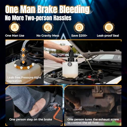 Tzuoen 3L Brake Bleeder Kit, Manual Brake Fluid Bleeder Kit with 1L Waste Bottle and 43.5/45/49.5/50.7mm 4 Master Cylinders Adapters and Fluid Dropper, Suitable for Most Vehicles - Image 3