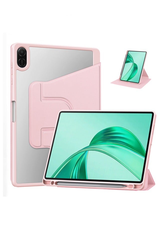 Case for  Honor Pad X8a 11 Inch,Tablet Protective Case  , Acrylic 360 ° Rotating Design, Automatic Wake-up/sleep, Soft Leather,Pink - Image 1