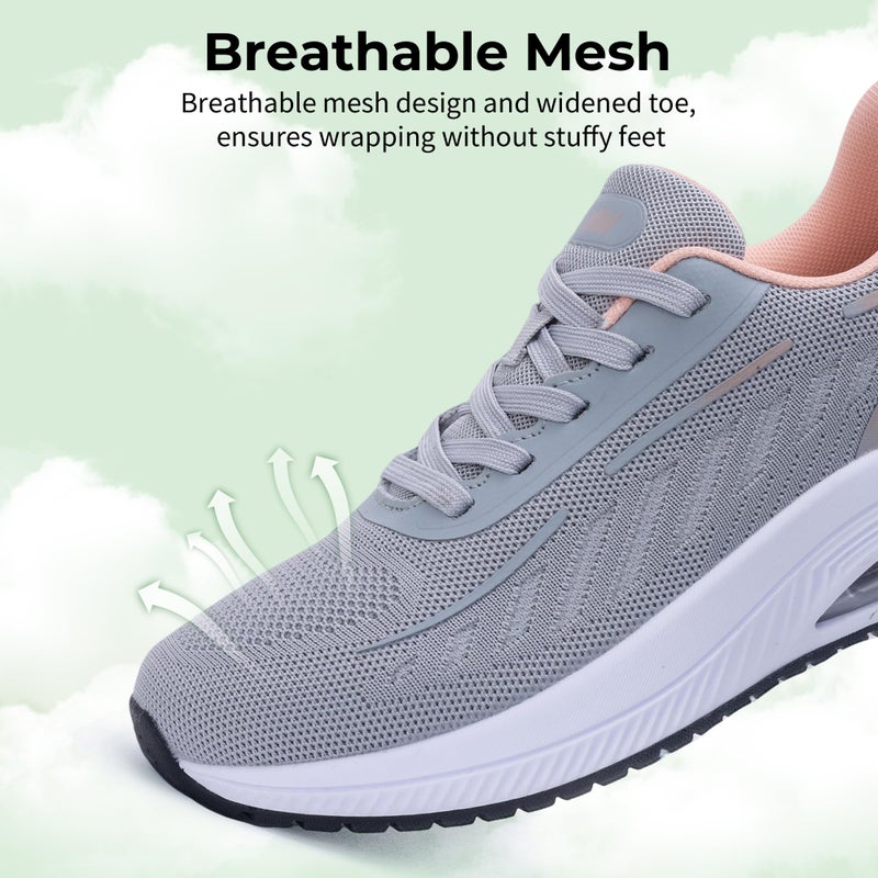 IIV Womens Walking Shoes Arch Support, Gym Workout Orthotic Fashion Sneakers for Plantar Fasciitis Pain Relief Gray/Pink US 6 - Image 3