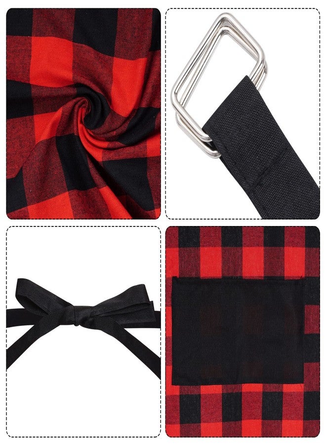 Fengek 2 Pcs Buffalo Plaid Aprons Adjustable Bib Apron Checkered Kitchen Aprons with Pocket for Thanksgiving Christmas New Year Baking Cooking, Multicolor 1 - Image 3