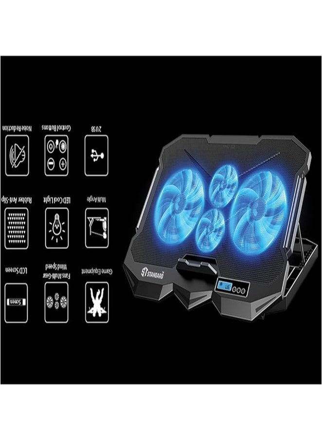Generic Laptop Cooler Support ICE-04Plus With blue Led of fans - Screen LCD, 2USB ports & 7 Levels (385 * 280 * 28mm)  - Image 2