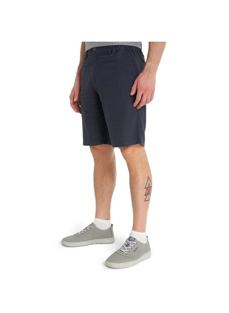 Outventure Men's Navi Blue Shorts, Outventure, Lilen, Breathable Fabric, Straight Cut, Elastic Waistband, Practical Pockets for Summer Adventures - Image 1