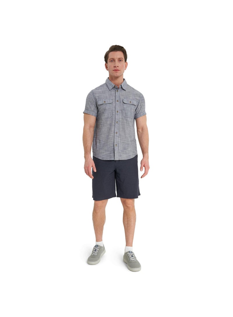 Outventure Men's Navi Blue Shorts, Outventure, Lilen, Breathable Fabric, Straight Cut, Elastic Waistband, Practical Pockets for Summer Adventures - Image 5