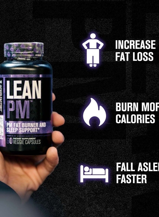 Jacked Factory Lean PM Night Time Fat Burner, Sleep Aid Supplement, & Appetite Suppressant for Men and Women - 60 Stimulant-Free Veggie Weight Loss Diet Pills - Image 4
