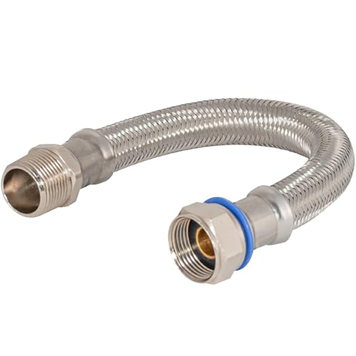 Eastman 24 Inch Steel-Flex Water Heater Connector, 3/4 Inch FIP Swivel x 3/4 Inch MIP Rigid, Flexible Braided Stainless Steel, 48255 - Image 1