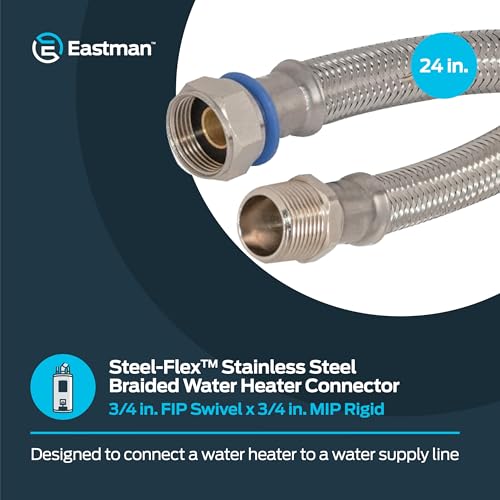 Eastman 24 Inch Steel-Flex Water Heater Connector, 3/4 Inch FIP Swivel x 3/4 Inch MIP Rigid, Flexible Braided Stainless Steel, 48255 - Image 2