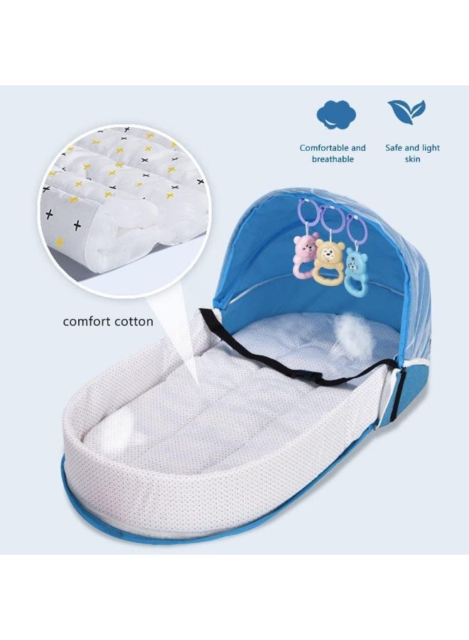Travel Bassinet - Folding Portable Bassinet with Net and Awning, in Bed Bassinet for Baby, Portable Baby Bed for Camping, Easy to Fold and Lightweight,Washable - Image 4