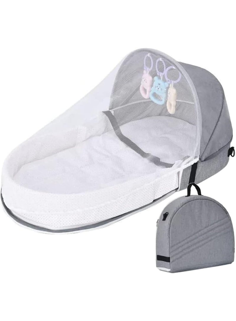 Travel Bassinet - Folding Portable Bassinet with Net and Awning, in Bed Bassinet for Baby, Portable Baby Bed for Camping, Easy to Fold and Lightweight,Washable - Image 1
