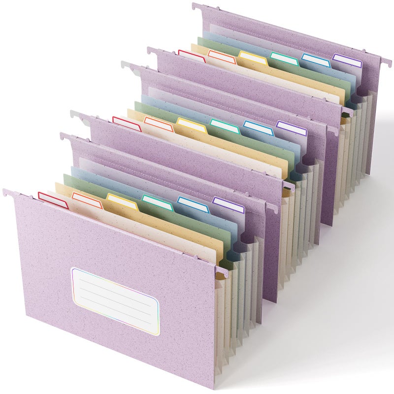 EcoStash Wheat Straw Expanding Hanging File Folders,7-Pocket Accordion Organizer with 1.2" Expansion, Large-Capacity Letter Size for Filing Cabinet, 100% BPA Free, 3-Pack - Image 1