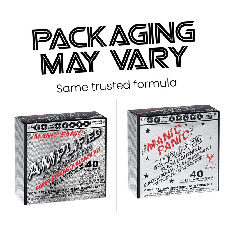 MANIC PANIC Flash Lightning Super Strength Bleach Kit - 40 Volume Developer + Bleach Powder - Hair Lightener for Dark Hair + Lifting up to 7 Levels - Vegan & Cruelty Free (2 Pack) - Image 2