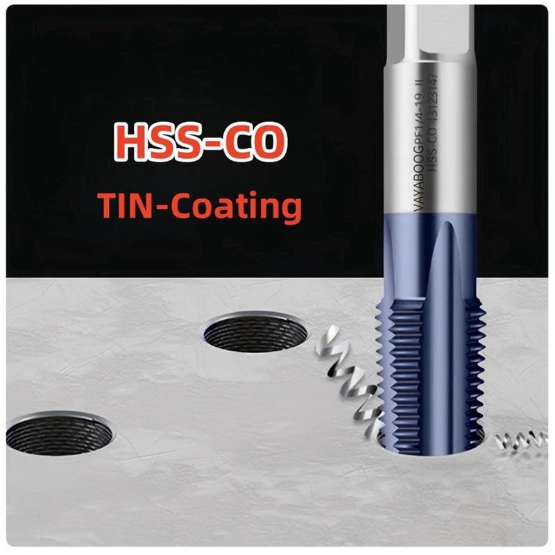 1PCS HSSE TICN-Coating Pipe Straight Groove Tap/Spiral Tap NPT NPS PS PT PF G RP RC1/8 1/4 3/4 1/16 3/4 1/2 1'' Pipe Thread Tap(NPT 3I4-14,1PCS_Spiral TAP) - Image 4