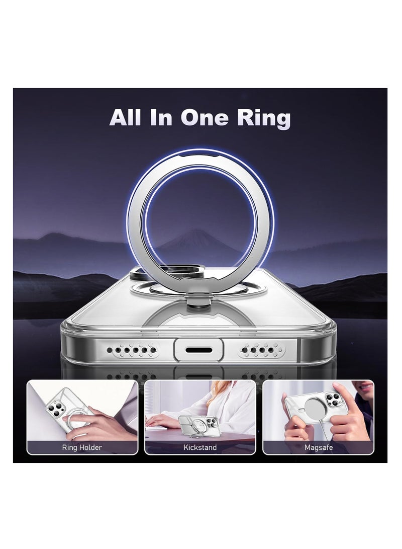 for iPhone 16 Pro Max Case with 360° Rotatable Magnetic Ring Stand, Compatible with Magsafe, Drop Protection, Shockproof iPhone 16 Pro Max Phone Case for Women Men (Clear) - Image 2