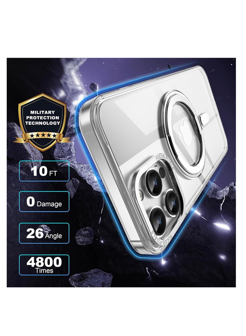 for iPhone 16 Pro Max Case with 360° Rotatable Magnetic Ring Stand, Compatible with Magsafe, Drop Protection, Shockproof iPhone 16 Pro Max Phone Case for Women Men (Clear) - Image 5