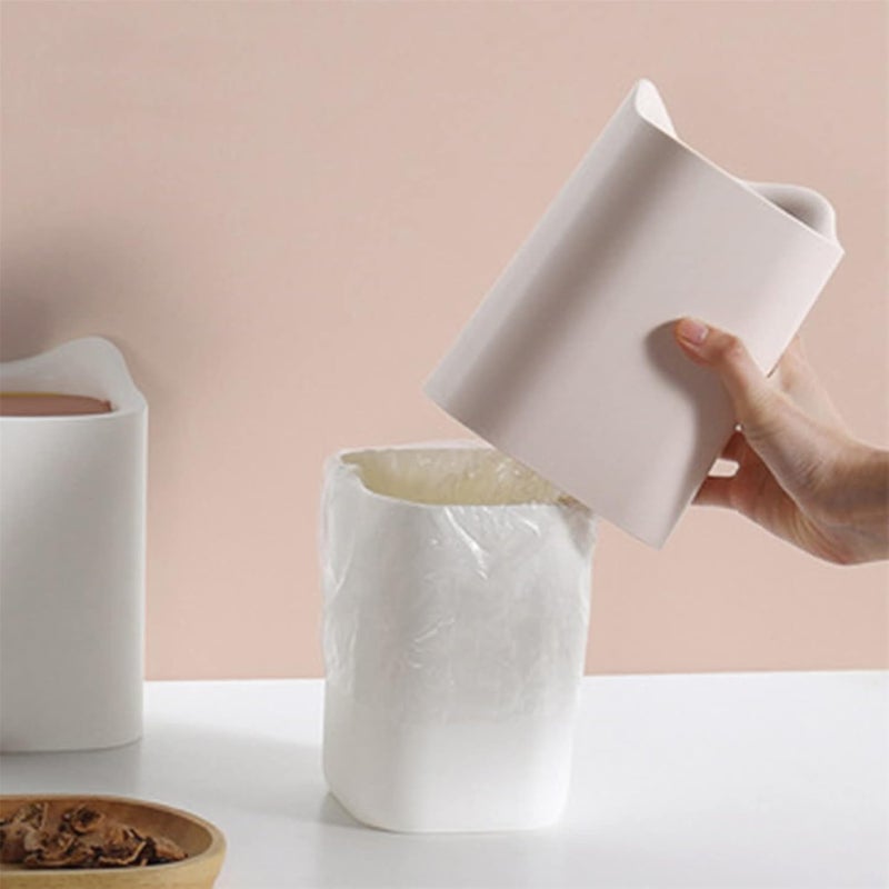 cheekyglo Creative Trash Can Desktop Garbage Basket Countertop Trash Bin for Bathroom Vanity, Desktop, Tabletop or Coffee Table,White - Image 3