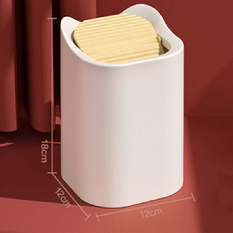 cheekyglo Creative Trash Can Desktop Garbage Basket Countertop Trash Bin for Bathroom Vanity, Desktop, Tabletop or Coffee Table,White - Image 2